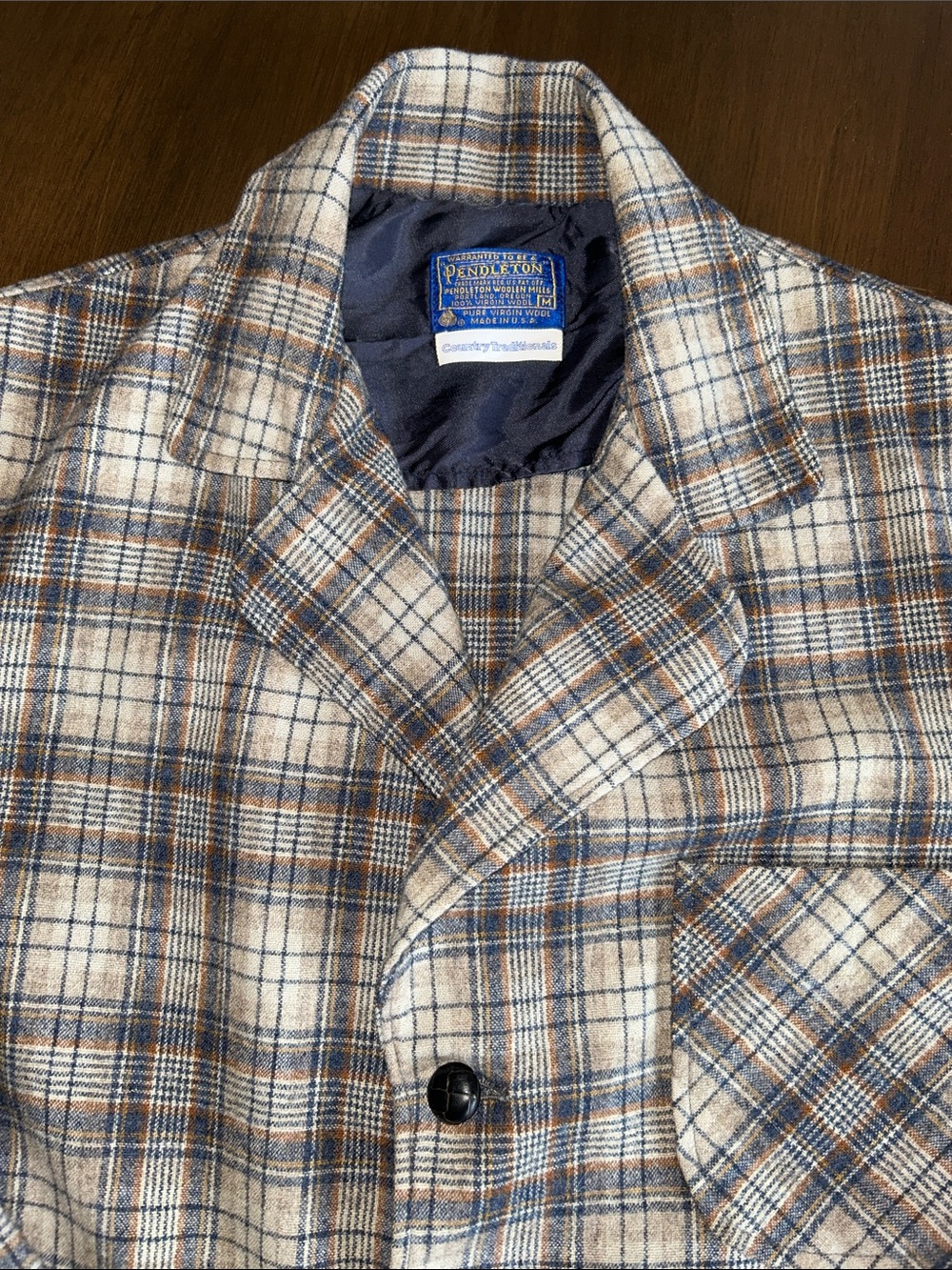 Vintage 1950’s Pendleton chore Plaid Shirt Jacket in Beige and Blue
